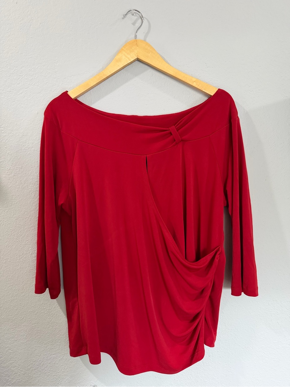 Lane Bryant Women's Red Draped 3/4 Sleeve Top size 14/16